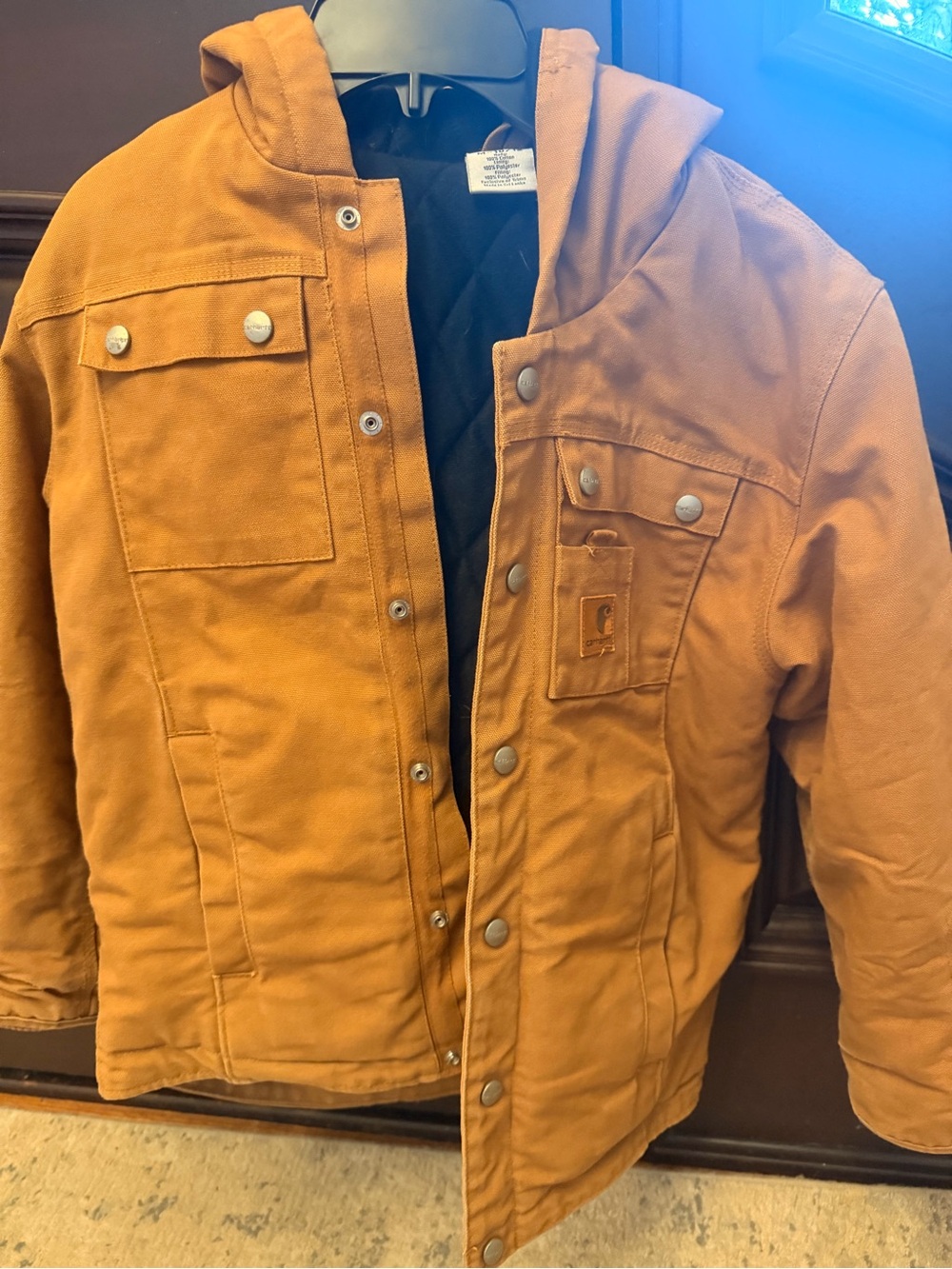 Carhartt Brown Hooded Work Jacket -Boy's Durable Insulated Coat